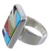 Heavy Sterling Silver And Multicolor Inlay Ring Size 8-1/2 WX37602